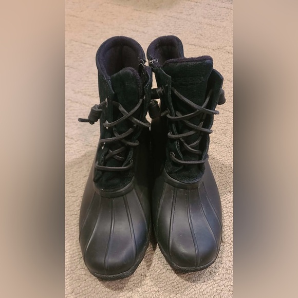 Sperry Black Pebbled Leather Duck Boot size 7 - Picture 5 of 7